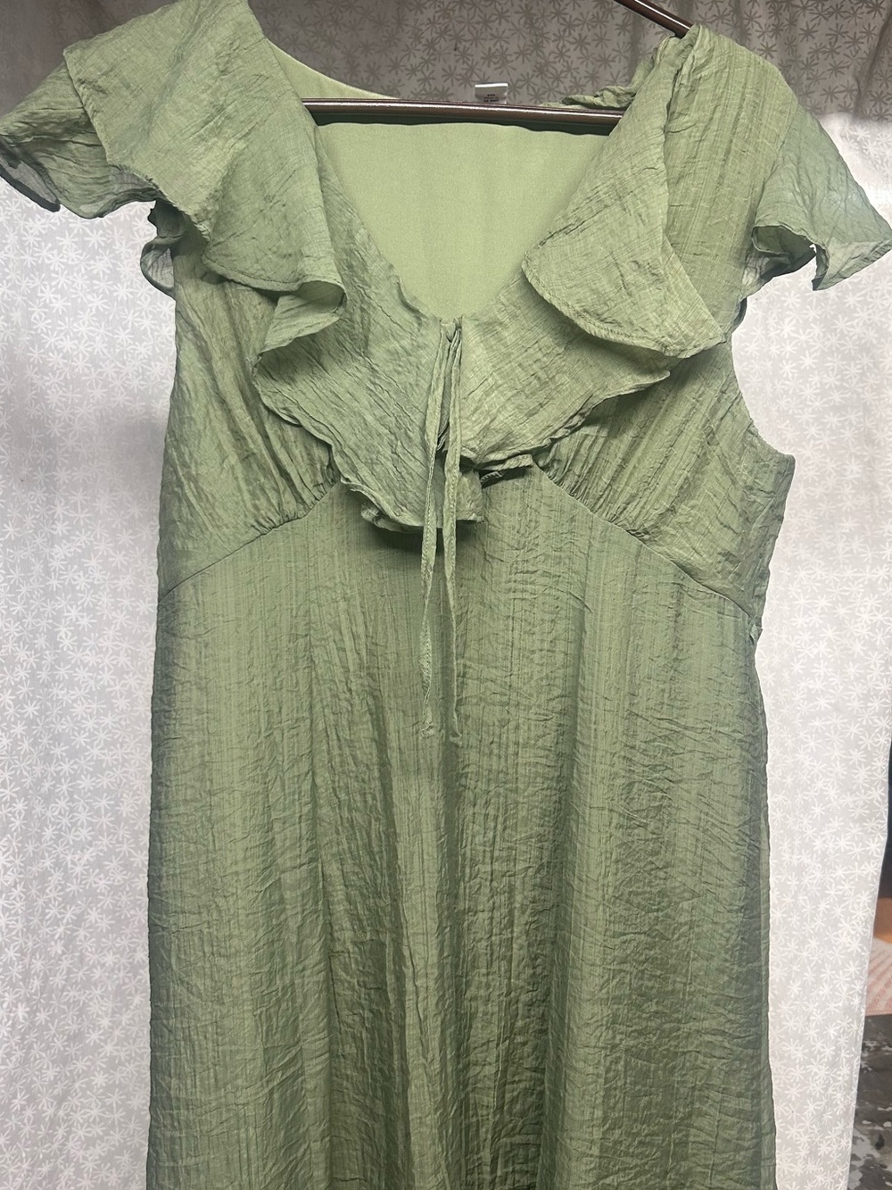 Old Navy Sage Green Ruffle-Front Maxi Dress